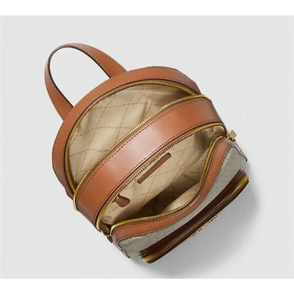 New Michael Kors Jaycee Medium Logo Backpack Vanilla - Picture 3 of 4